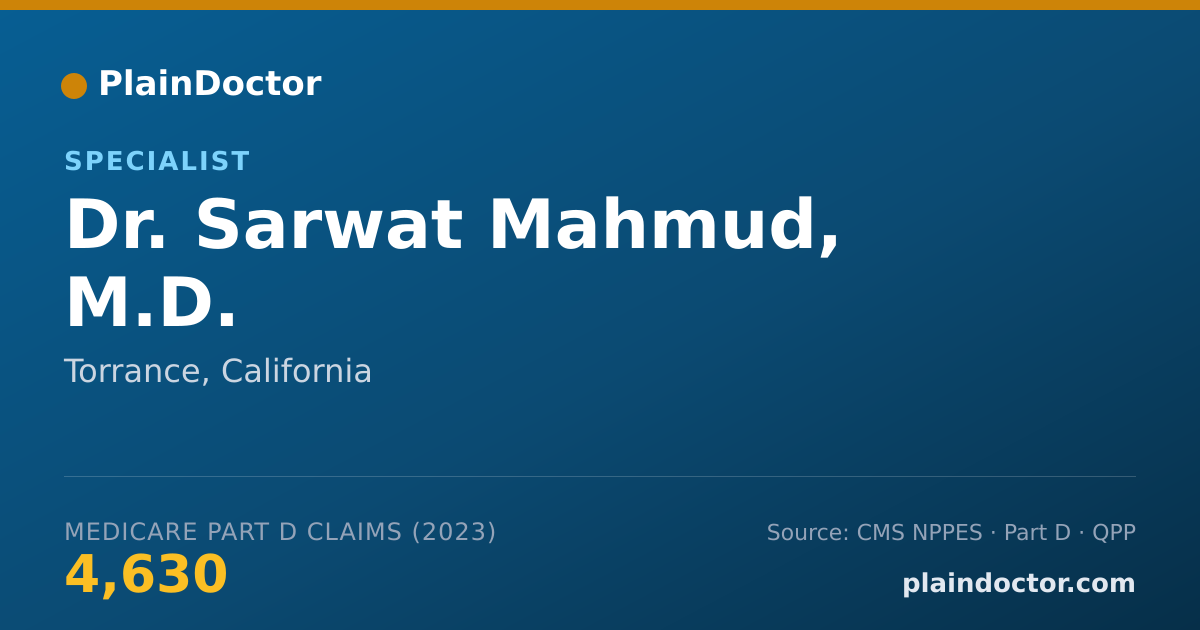 Shareable card for Sarwat Mahmud, M.D. - Specialist, Torrance, CA