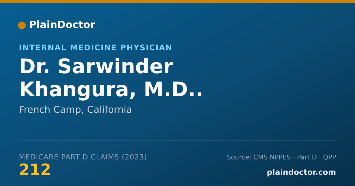 Shareable card for Sarwinder Khangura, M.D.. - Internal Medicine Physician, French Camp, CA
