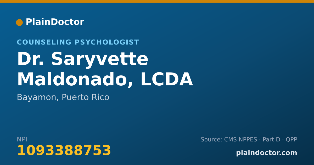 Shareable card for Saryvette Maldonado, LCDA - Counseling Psychologist, Bayamon, PR