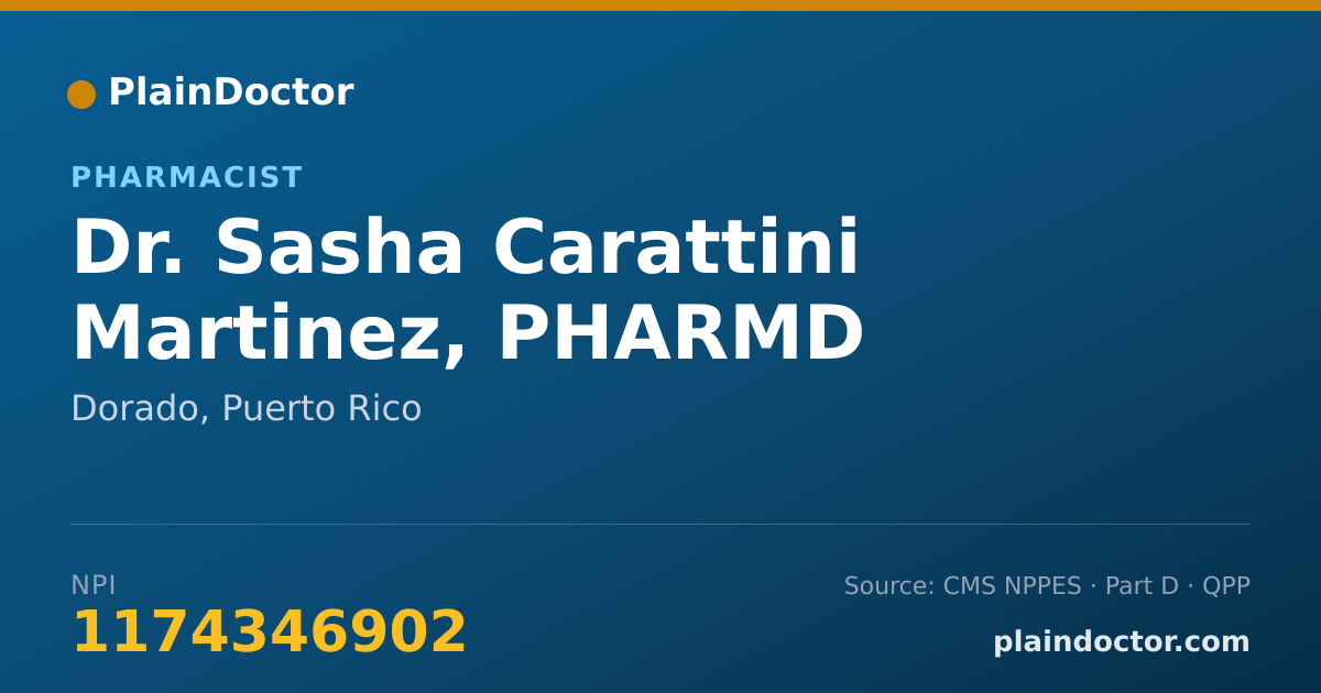 Shareable card for Sasha Carattini Martinez, PHARMD - Pharmacist, Dorado, PR