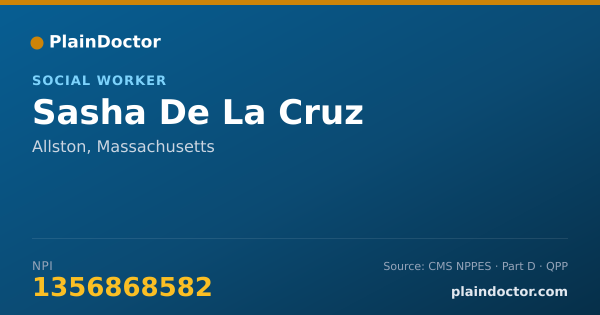 Shareable card for Sasha De La Cruz - Social Worker, Allston, MA