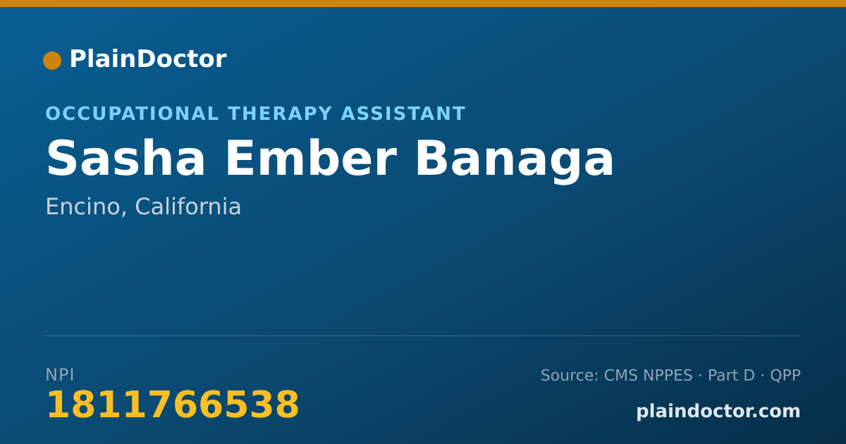 Shareable card for Sasha Ember Banaga - Occupational Therapy Assistant, Encino, CA
