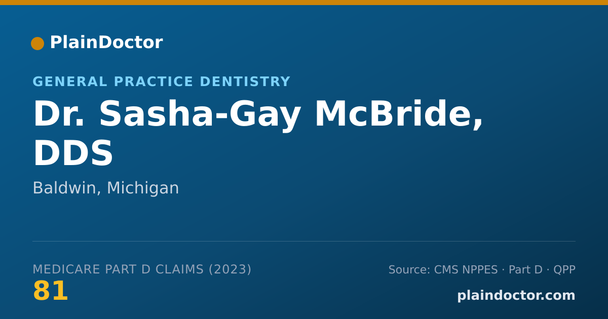 Shareable card for Sasha-Gay McBride, DDS - General Practice Dentistry, Baldwin, MI