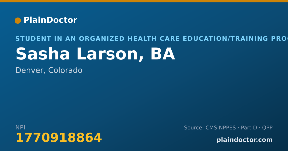 Shareable card for Sasha Larson, BA - Mental Health Counselor, Denver, CO