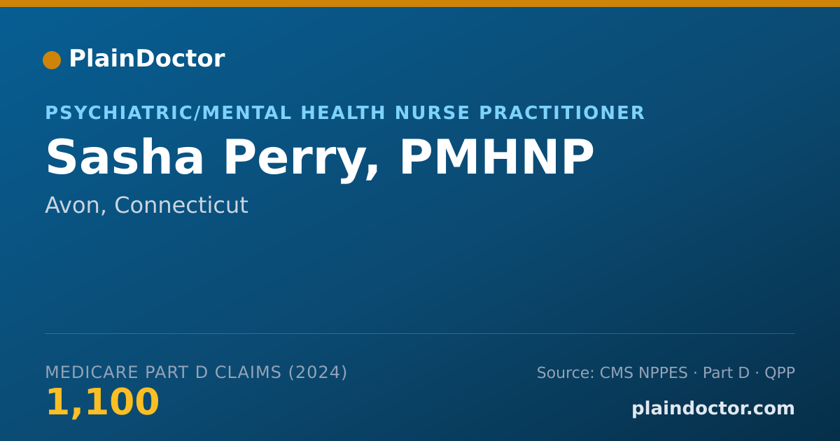 Shareable card for Sasha Perry, PMHNP - Psychiatric/Mental Health Nurse Practitioner, Avon, CT