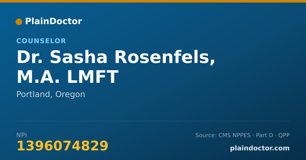 Shareable card for Sasha Rosenfels, M.A. LMFT - Counselor, Portland, OR