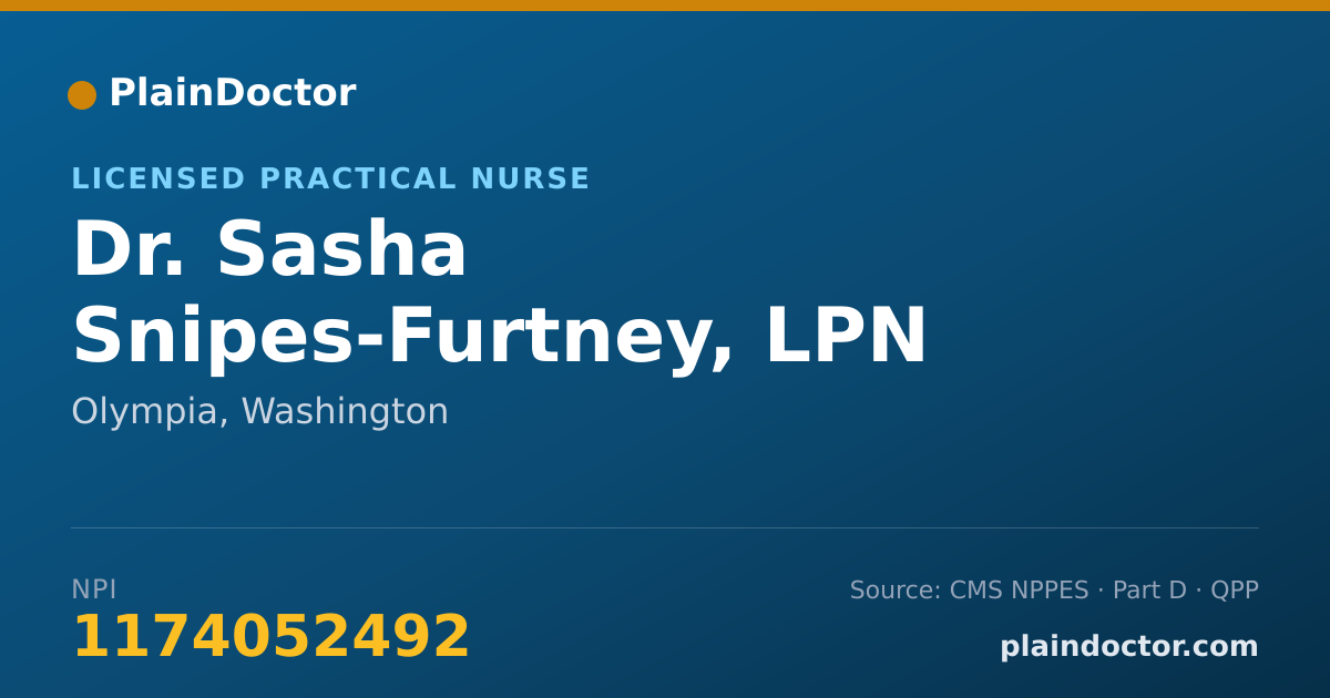 Shareable card for Sasha Snipes-Furtney, LPN - Licensed Practical Nurse, Olympia, WA