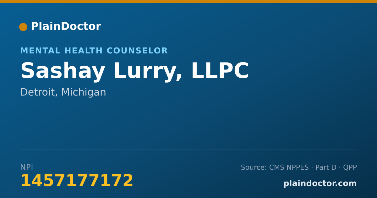 Shareable card for Sashay Lurry, LLPC - Mental Health Counselor, Detroit, MI