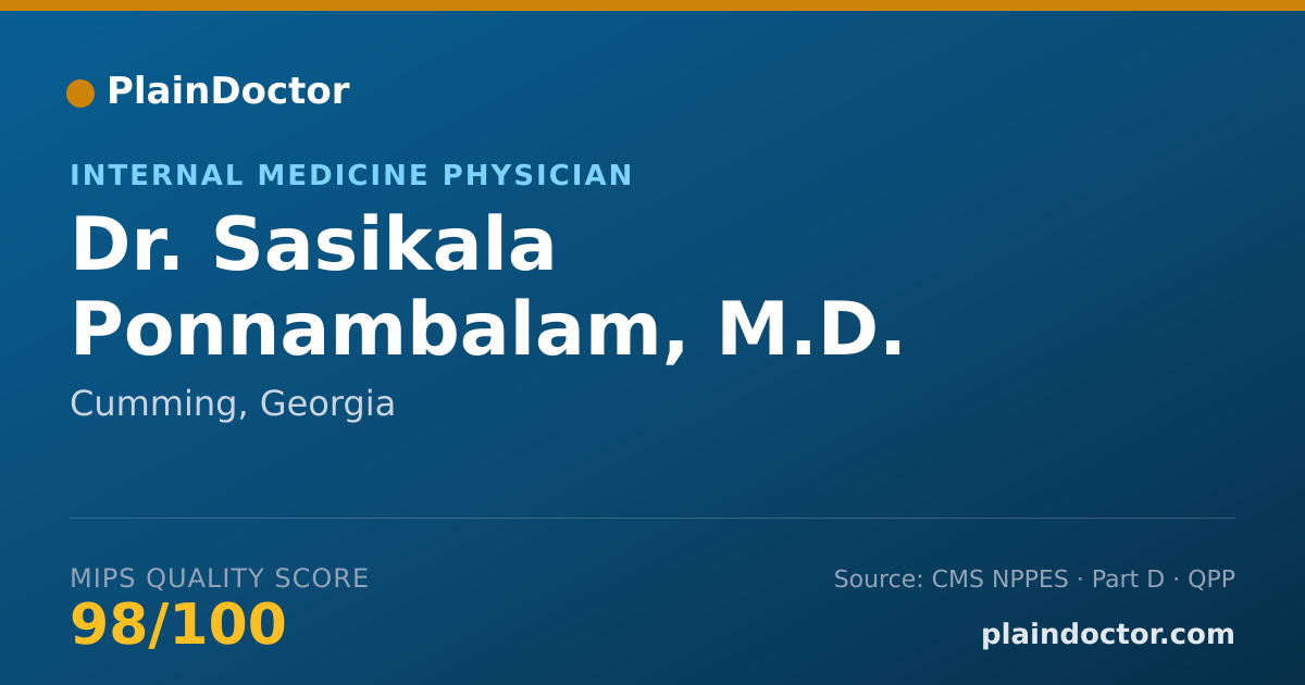 Shareable card for Sasikala Ponnambalam, M.D. - Internal Medicine Physician, Cumming, GA