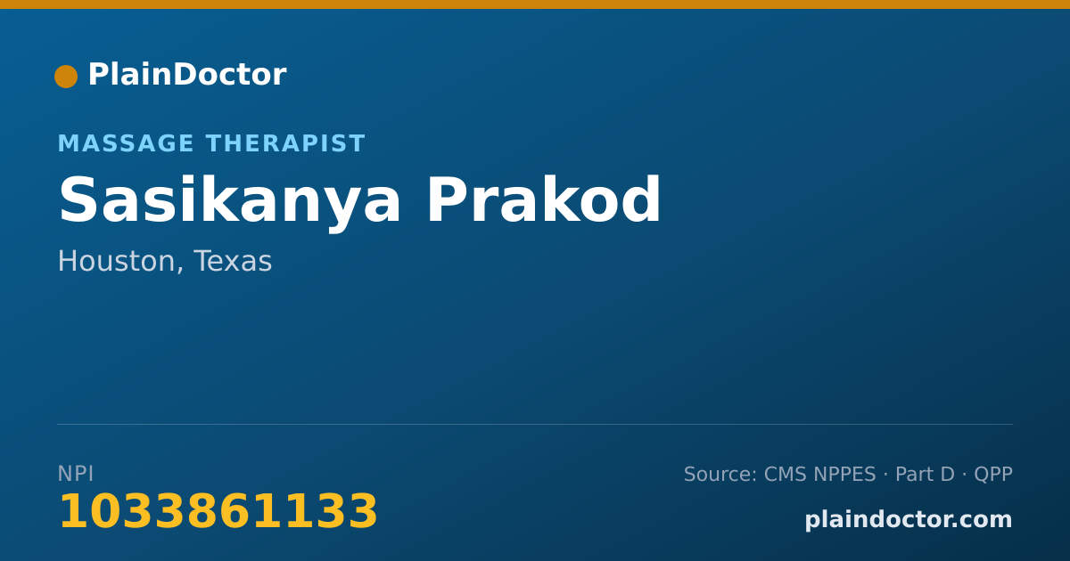 Shareable card for Sasikanya Prakod - Massage Therapist, Houston, TX