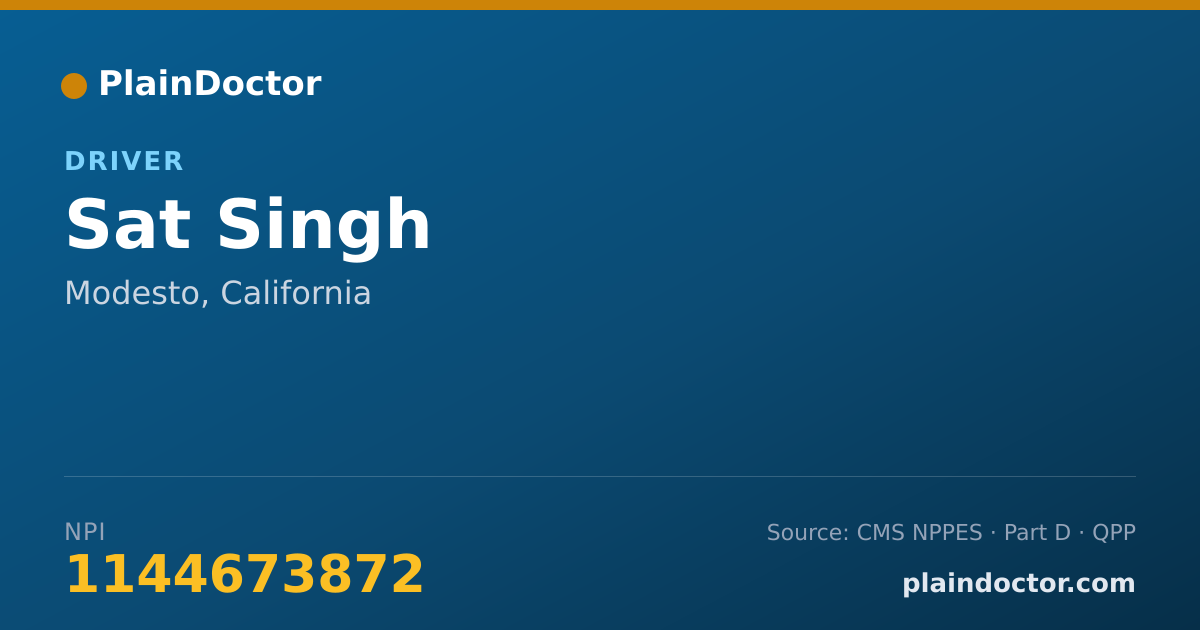 Shareable card for Sat Singh - Driver, Modesto, CA