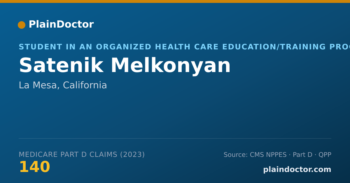 Shareable card for Satenik Melkonyan - Student in an Organized Health Care Education/Training Program, La Mesa, CA