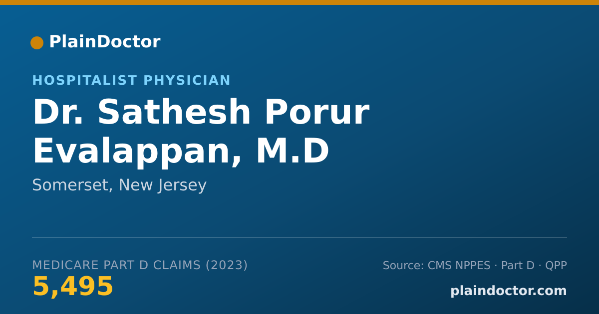 Shareable card for Sathesh Porur Evalappan, M.D - Hospitalist Physician, Somerset, NJ