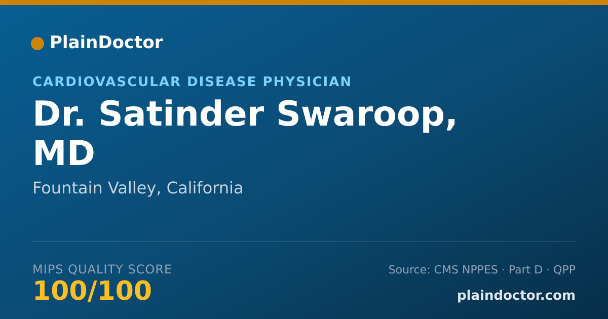 Shareable card for Satinder Swaroop, MD - Cardiovascular Disease Physician, Fountain Valley, CA