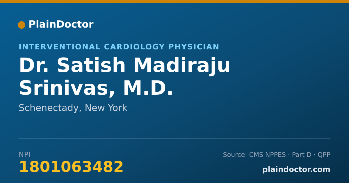 Shareable card for Satish Madiraju Srinivas, M.D. - Interventional Cardiology Physician, Schenectady, NY