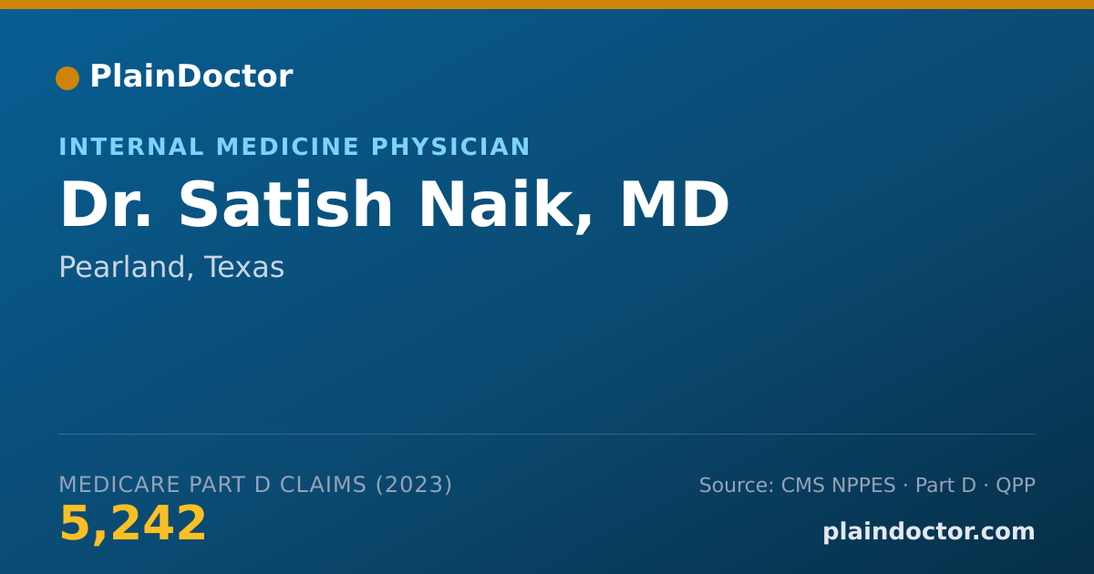 Shareable card for Satish Naik, MD - Internal Medicine Physician, Pearland, TX