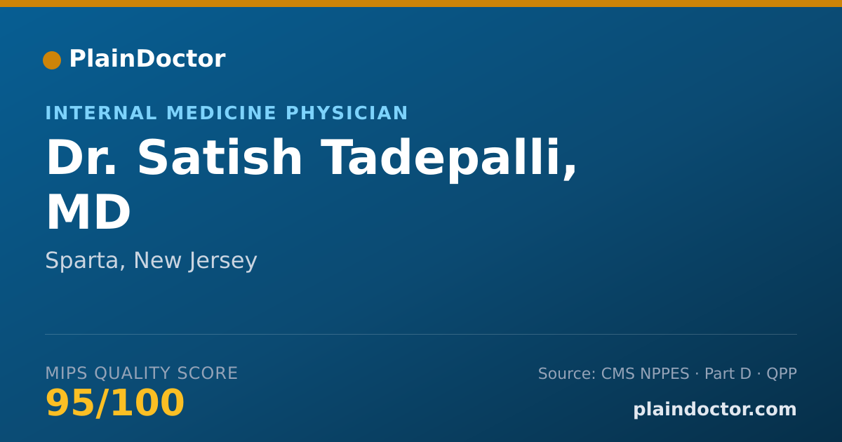Shareable card for Satish Tadepalli, MD - Internal Medicine Physician, Sparta, NJ