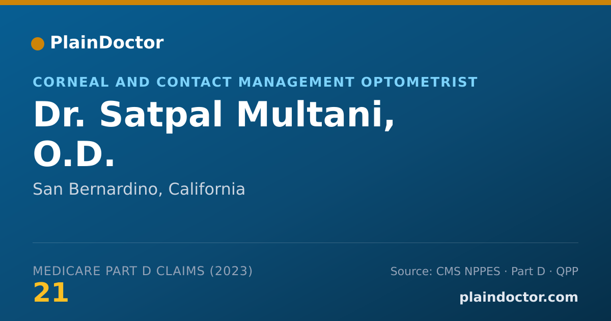 Shareable card for Satpal Multani, O.D. - Corneal and Contact Management Optometrist, San Bernardino, CA