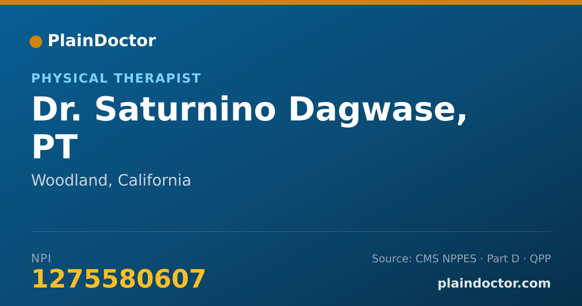 Shareable card for Saturnino Dagwase, PT - Physical Therapist, Woodland, CA
