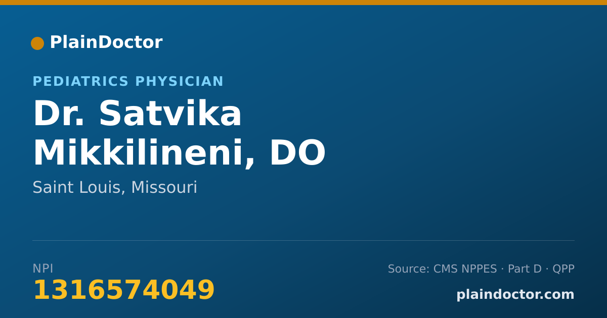 Shareable card for Satvika Mikkilineni, DO - Pediatrics Physician, Saint Louis, MO