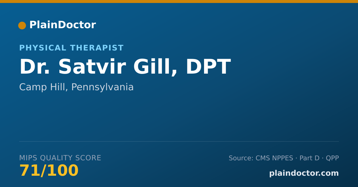 Shareable card for Satvir Gill, DPT - Physical Therapist, Camp Hill, PA