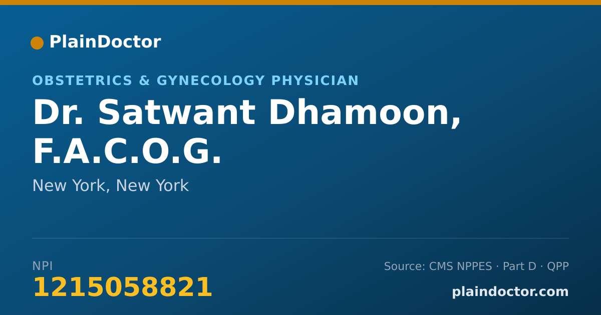 Shareable card for Satwant Dhamoon, F.A.C.O.G. - Obstetrics & Gynecology Physician, New York, NY