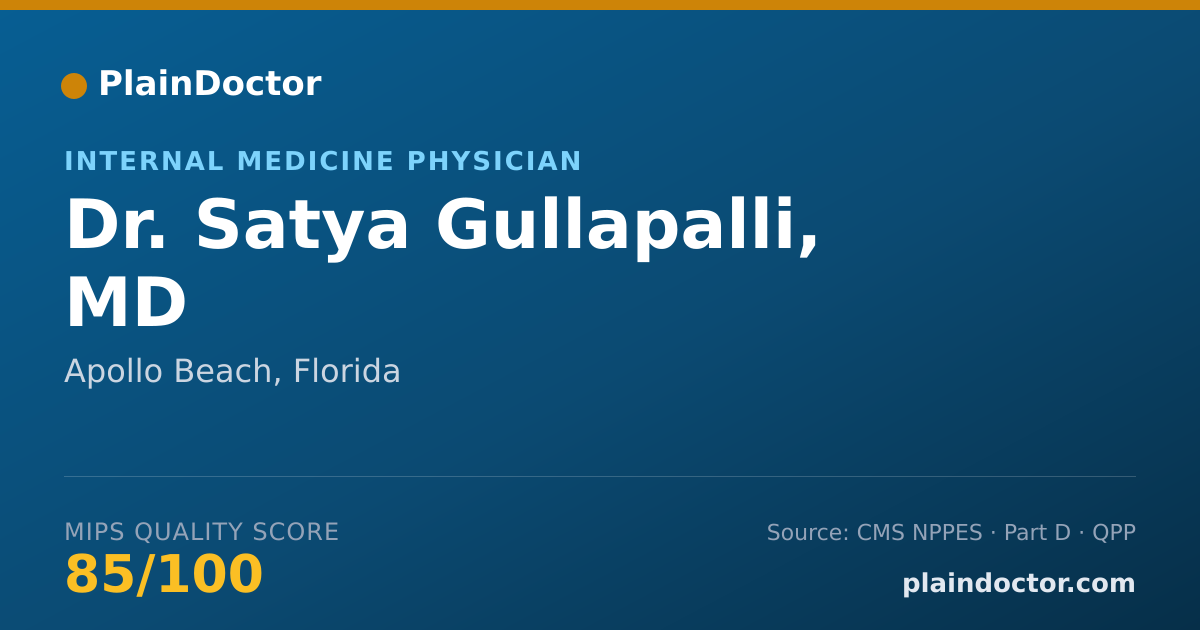 Shareable card for Satya Gullapalli, MD - Internal Medicine Physician, Apollo Beach, FL