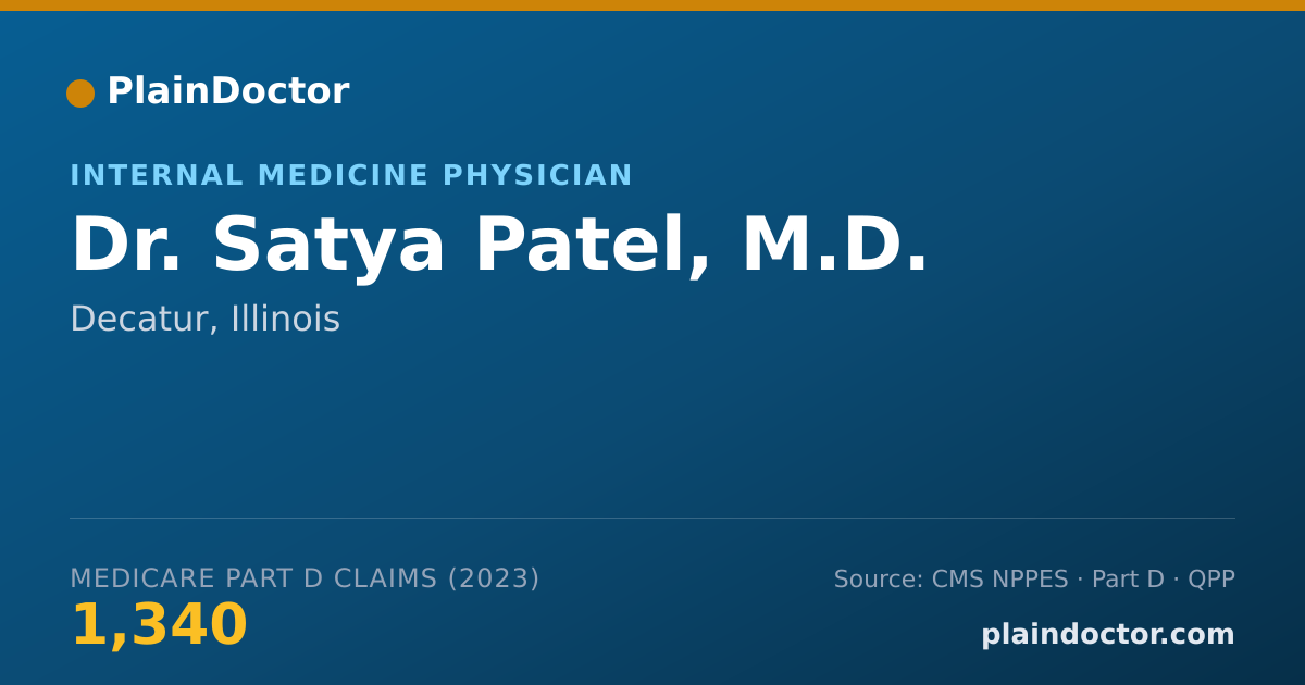 Shareable card for Satya Patel, M.D. - Internal Medicine Physician, Decatur, IL