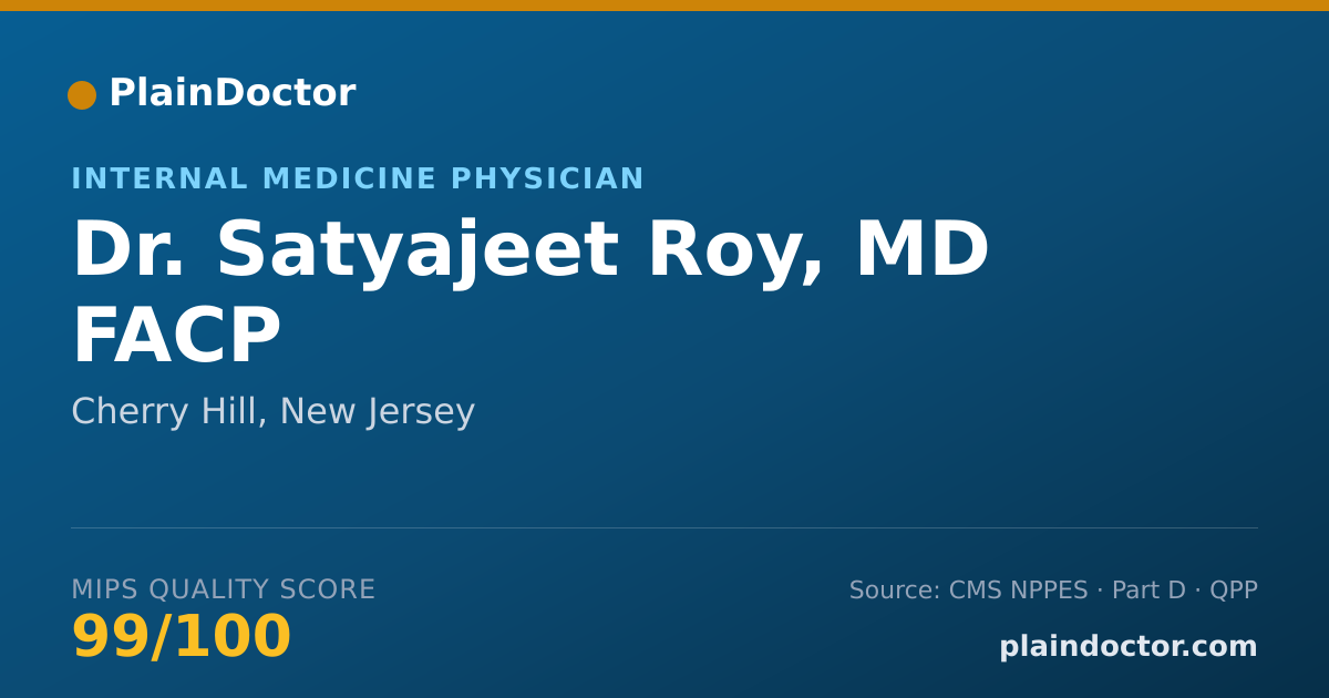 Shareable card for Satyajeet Roy, MD FACP - Internal Medicine Physician, Cherry Hill, NJ
