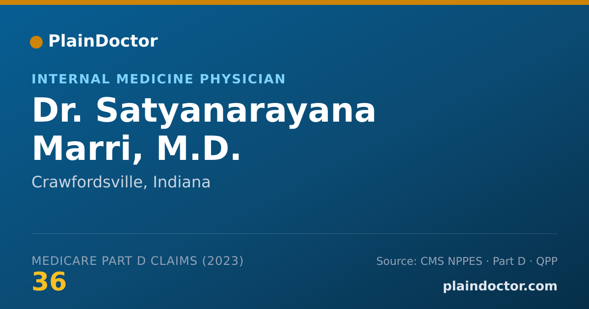 Shareable card for Satyanarayana Marri, M.D. - Internal Medicine Physician, Crawfordsville, IN