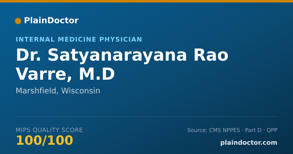 Shareable card for Satyanarayana Rao Varre, M.D - Internal Medicine Physician, Marshfield, WI