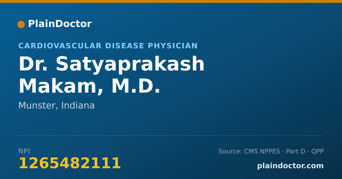Shareable card for Satyaprakash Makam, M.D. - Cardiovascular Disease Physician, Munster, IN
