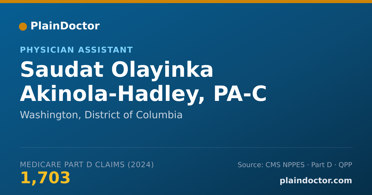 Shareable card for Saudat Olayinka Akinola-Hadley, PA-C - Physician Assistant, Washington, DC