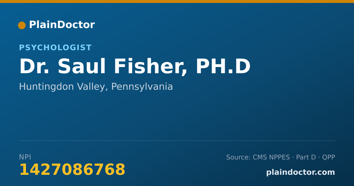 Shareable card for Saul Fisher, PH.D - Psychologist, Huntingdon Valley, PA