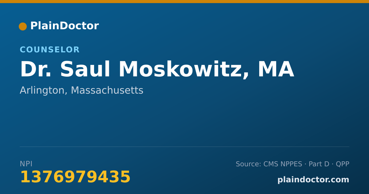 Shareable card for Saul Moskowitz, MA - Counselor, Arlington, MA