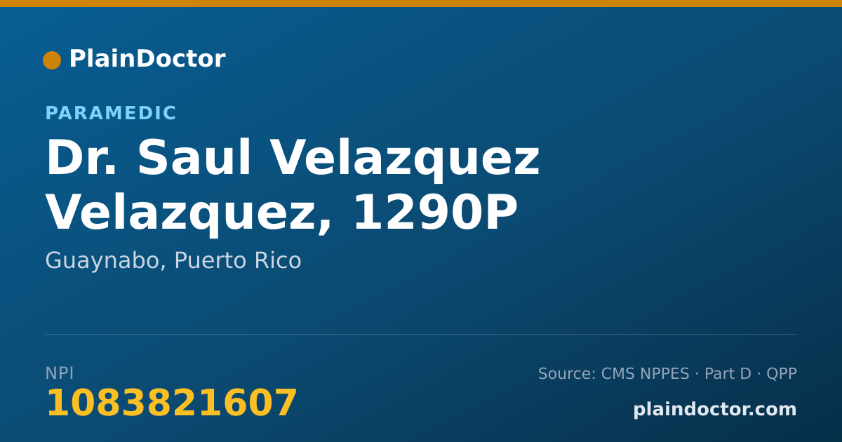 Shareable card for Saul Velazquez Velazquez, 1290P - Paramedic, Guaynabo, PR