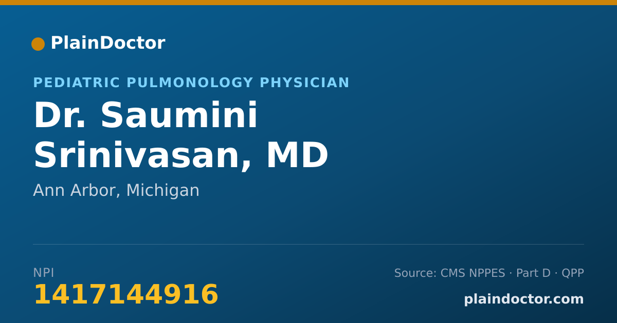Shareable card for Saumini Srinivasan, MD - Pediatric Pulmonology Physician, Ann Arbor, MI