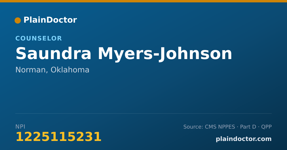 Shareable card for Saundra Myers-Johnson - Counselor, Norman, OK