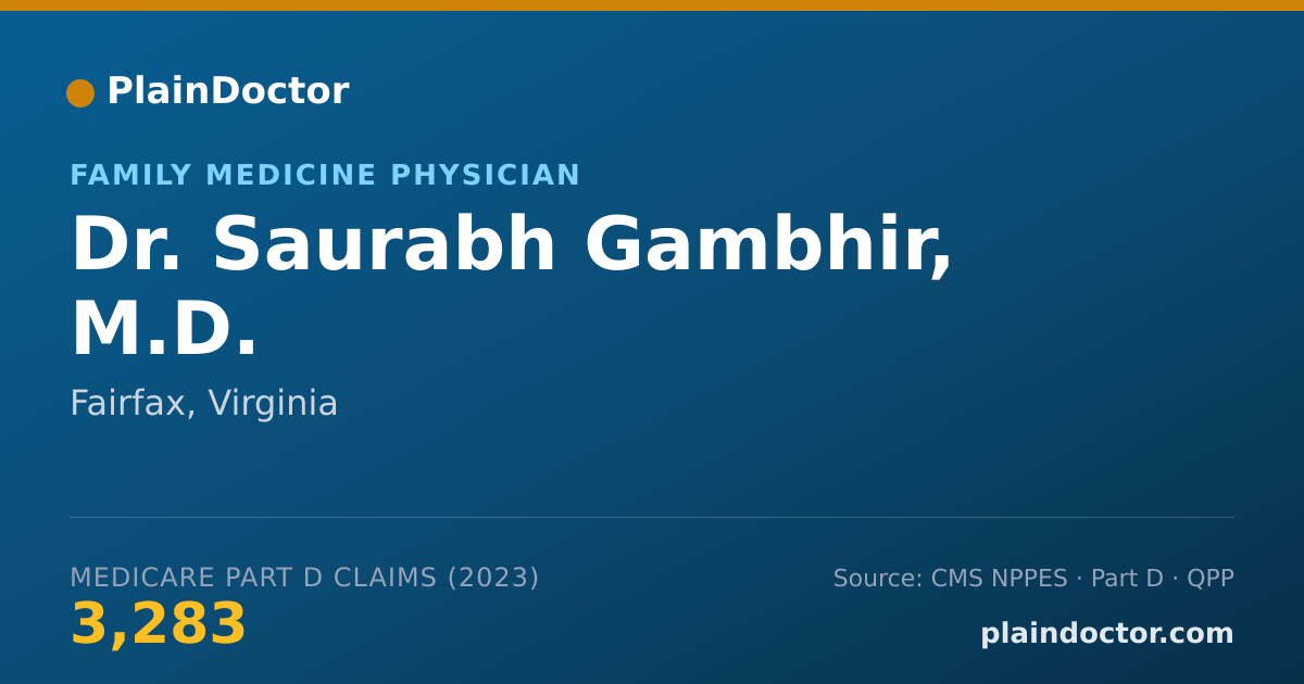 Shareable card for Saurabh Gambhir, M.D. - Family Medicine Physician, Fairfax, VA