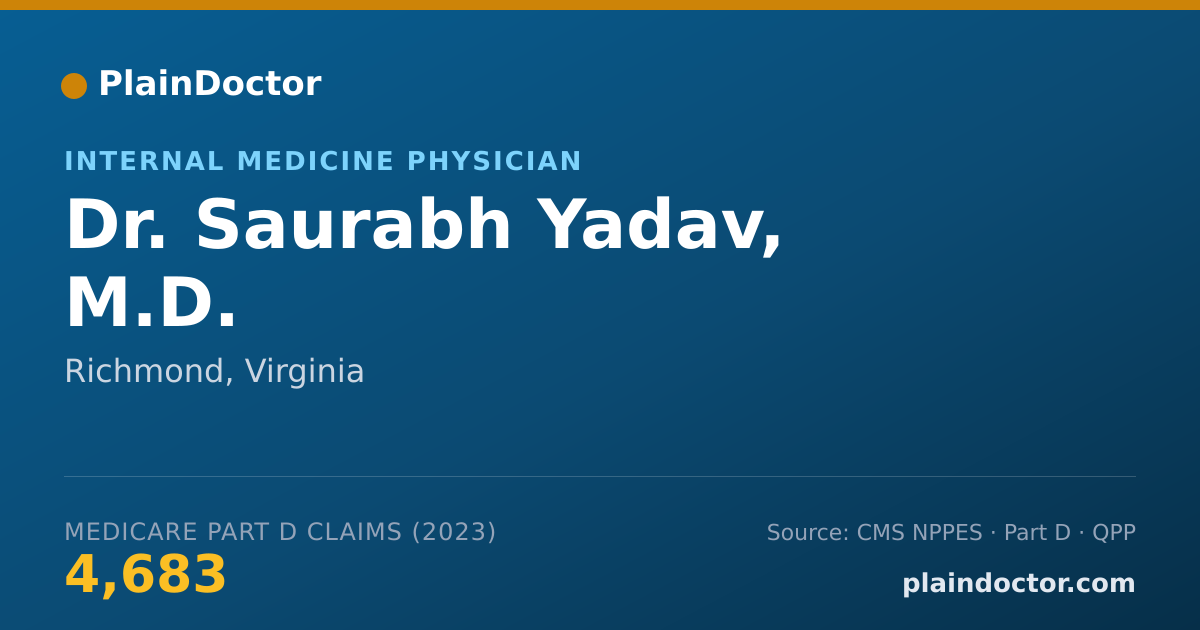 Shareable card for Saurabh Yadav, M.D. - Internal Medicine Physician, Richmond, VA