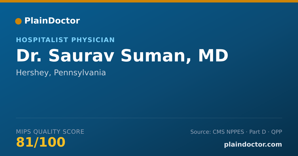 Shareable card for Saurav Suman, MD - Hospitalist Physician, Hershey, PA
