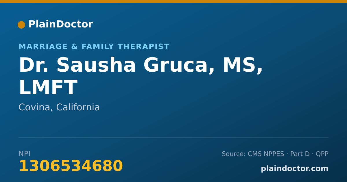 Shareable card for Sausha Gruca, MS, LMFT - Marriage & Family Therapist, Covina, CA