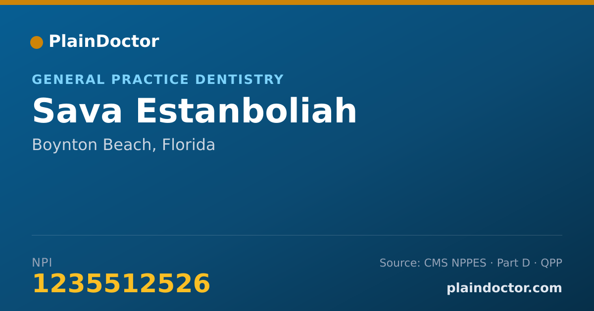 Shareable card for Sava Estanboliah - General Practice Dentistry, Boynton Beach, FL