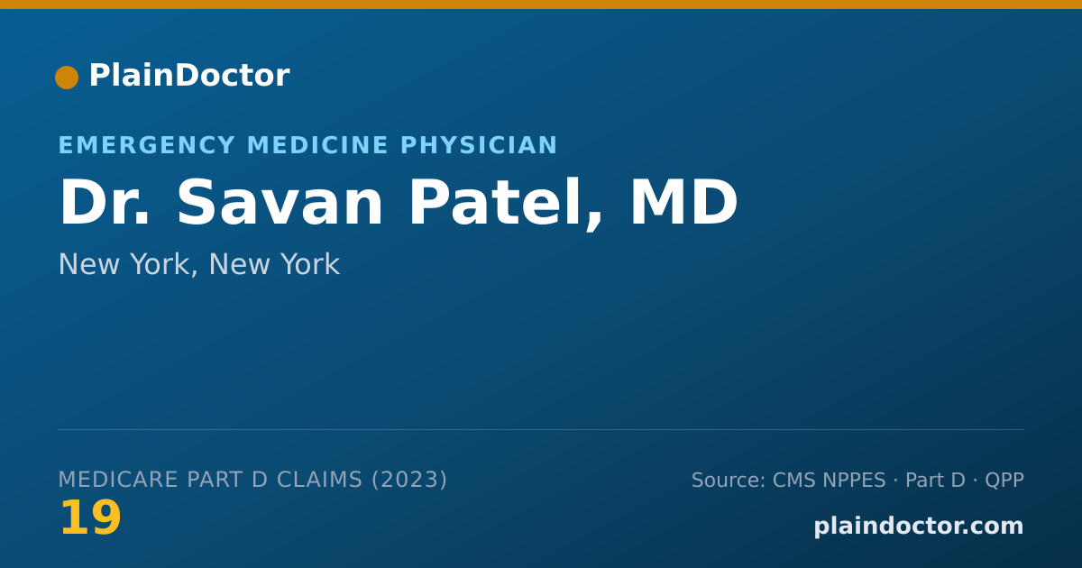 Shareable card for Savan Patel, MD - Emergency Medicine Physician, New York, NY