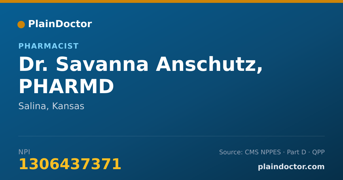 Shareable card for Savanna Anschutz, PHARMD - Pharmacist, Salina, KS