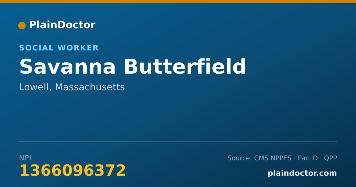 Shareable card for Savanna Butterfield - Social Worker, Lowell, MA