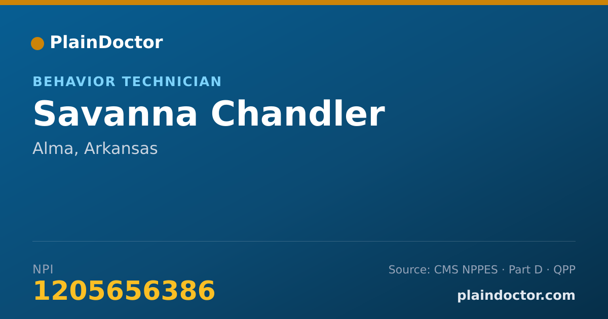 Shareable card for Savanna Chandler - Behavior Technician, Alma, AR