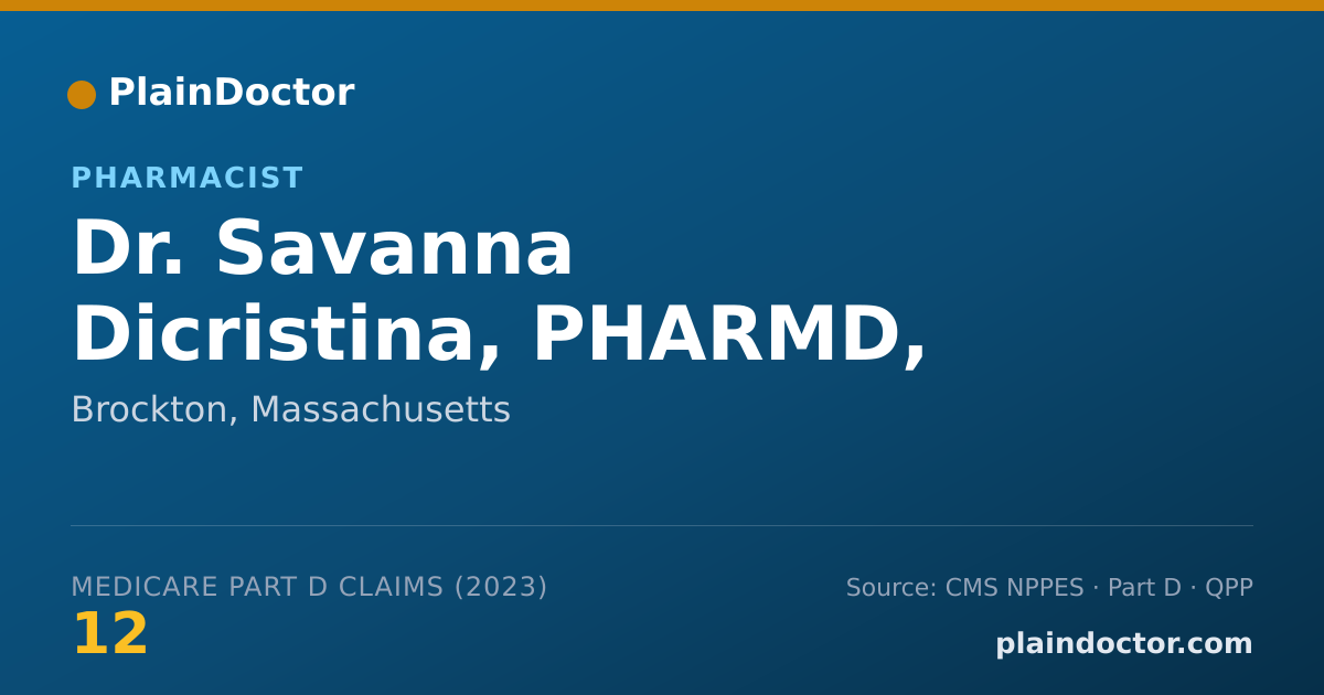 Shareable card for Savanna Dicristina, PHARMD, MPH, BCPS - Pharmacist, Brockton, MA
