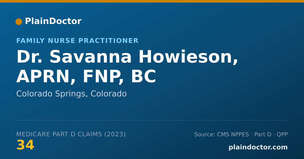 Shareable card for Savanna Howieson, APRN, FNP, BC - Family Nurse Practitioner, Colorado Springs, CO