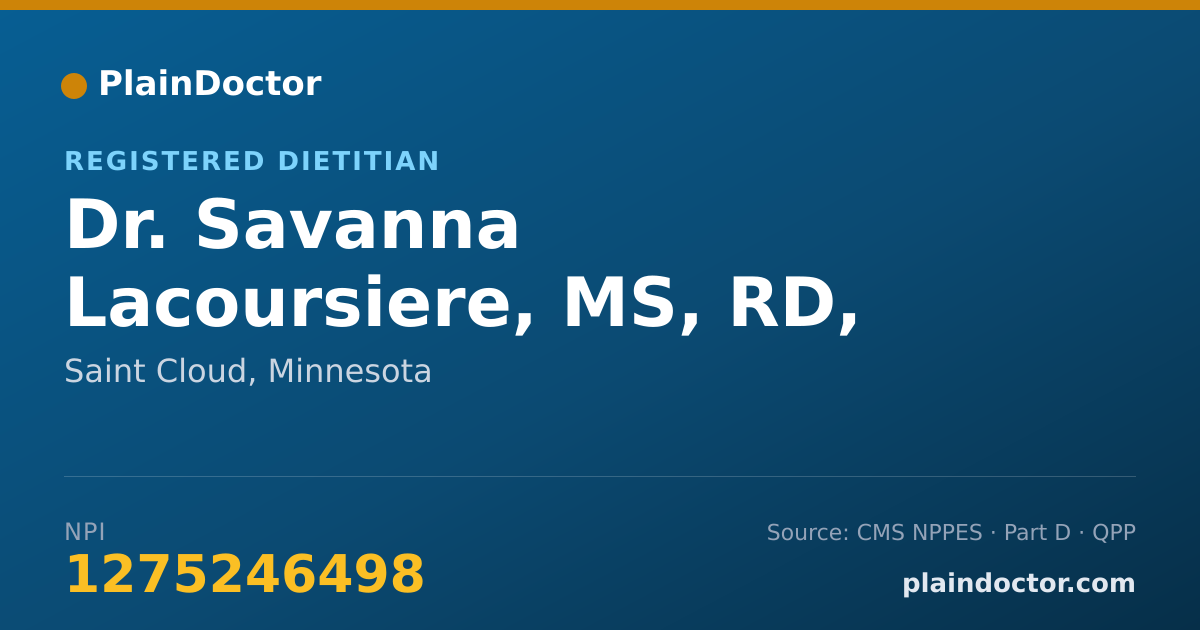 Shareable card for Savanna Lacoursiere, MS, RD, LD - Registered Dietitian, Saint Cloud, MN